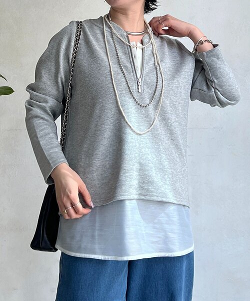 un dix cors（アンディコール）の「ジッププルオーバー（Tシャツ/カットソー・レディース・ブラック/オリーブ/オフホワイト/グレー・FREE）」の11枚目の写真