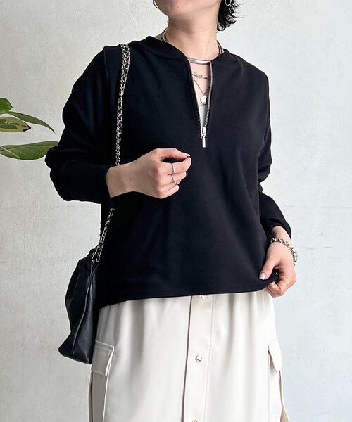 un dix cors（アンディコール）の「ジッププルオーバー（Tシャツ/カットソー・レディース・ブラック/オリーブ/オフホワイト/グレー・FREE）」の13枚目の写真