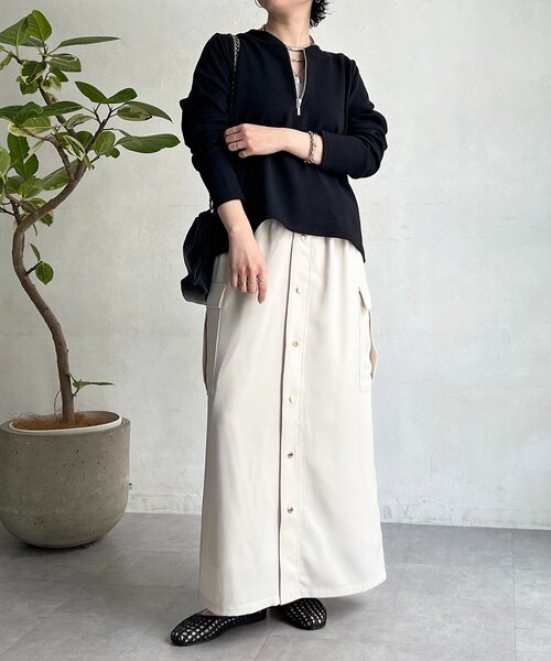 un dix cors（アンディコール）の「ジッププルオーバー（Tシャツ/カットソー・レディース・ブラック/オリーブ/オフホワイト/グレー・FREE）」の15枚目の写真