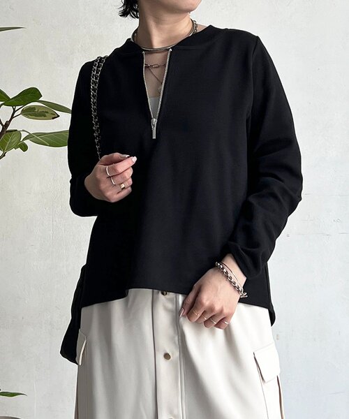 un dix cors（アンディコール）の「ジッププルオーバー（Tシャツ/カットソー・レディース・ブラック/オリーブ/オフホワイト/グレー・FREE）」の16枚目の写真