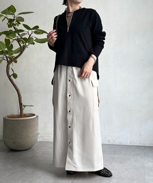 un dix cors（アンディコール）の「ジッププルオーバー（Tシャツ/カットソー・レディース・ブラック/オリーブ/オフホワイト/グレー・FREE）」の17枚目の写真