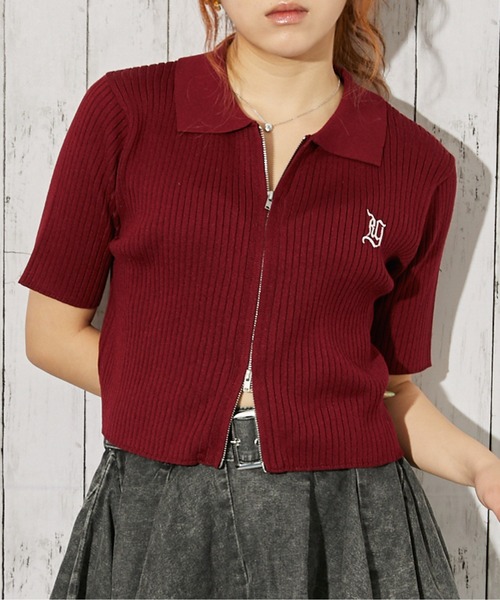 GORGE（ゴージ）の「《WZIP・刺繍》カーディガン／カジュアル×ガーリー／春夏／全5色（カーディガン/ボレロ・レディース・チャコール/アイボリー/ブラック/ピンク/ボルドー・F）」の5枚目の写真