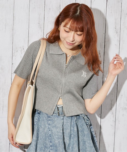 GORGE（ゴージ）の「《WZIP・刺繍》カーディガン／カジュアル×ガーリー／春夏／全5色（カーディガン/ボレロ・レディース・チャコール/アイボリー/ブラック/ピンク/ボルドー・F）」の6枚目の写真