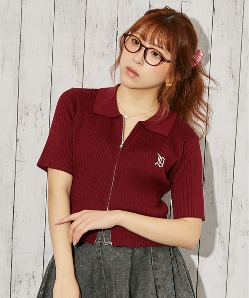 GORGE（ゴージ）の「《WZIP・刺繍》カーディガン／カジュアル×ガーリー／春夏／全5色（カーディガン/ボレロ・レディース・チャコール/アイボリー/ブラック/ピンク/ボルドー・F）」の14枚目の写真