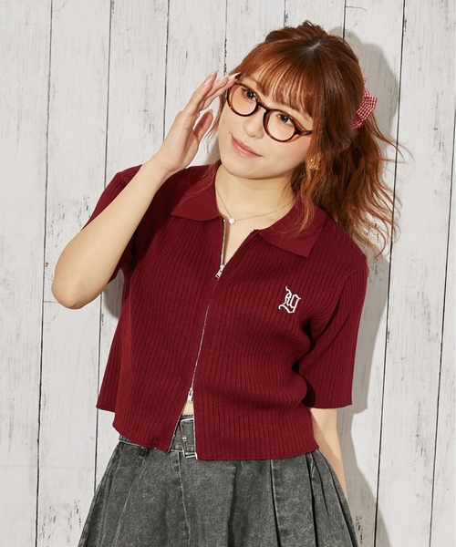 GORGE（ゴージ）の「《WZIP・刺繍》カーディガン／カジュアル×ガーリー／春夏／全5色（カーディガン/ボレロ・レディース・チャコール/アイボリー/ブラック/ピンク/ボルドー・F）」の15枚目の写真