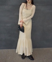 Ameri（アメリ）の「HEM FRILL WIDE RIB KNIT DRESS（ドレス）」
