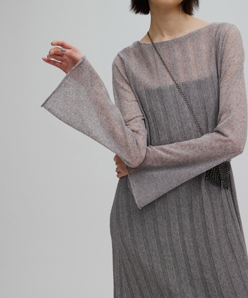 Ameri（アメリ）の「HEM FRILL WIDE RIB KNIT DRESS（ドレス・レディース・グレー/ライトブルー/アイボリー・SMALL/MEDIUM）」の12枚目の写真