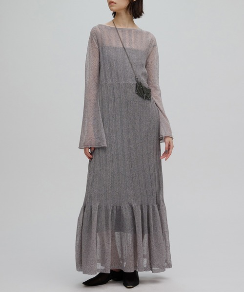 Ameri（アメリ）の「HEM FRILL WIDE RIB KNIT DRESS（ドレス・レディース・グレー/ライトブルー/アイボリー・SMALL/MEDIUM）」の13枚目の写真