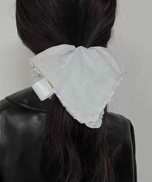 Port（ポート）の「【 Port / ポート 】 縁レース ラウンド / スクエア シュシュ（シュシュ・レディース・ブルー系その他/ライトブルー・FREE）」の2枚目の写真