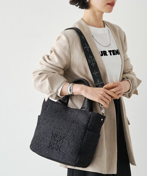 russet（ラシット）の「ナイロンラフィア2WAYトートバッグ（トートバッグ・レディース・アイボリー/ブラック/ダークブラウン・FREE）」の3枚目の写真