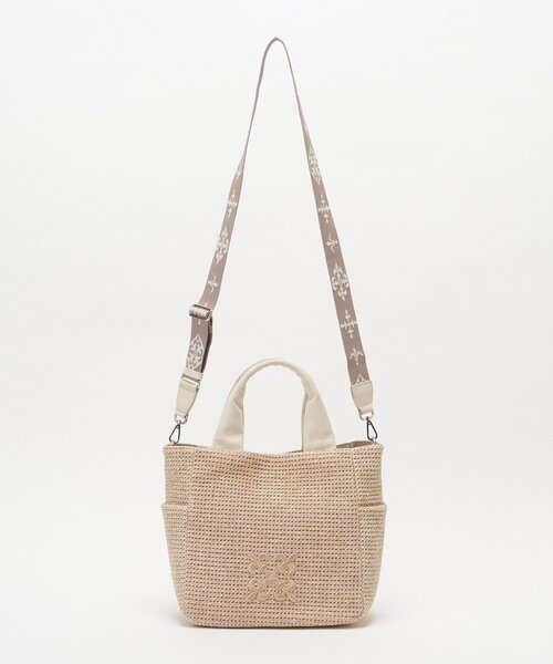 russet（ラシット）の「ナイロンラフィア2WAYトートバッグ（トートバッグ・レディース・アイボリー/ブラック/ダークブラウン・FREE）」の4枚目の写真