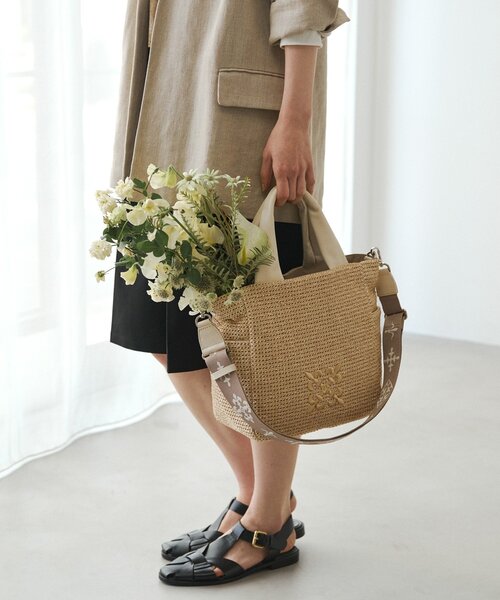 russet（ラシット）の「ナイロンラフィア2WAYトートバッグ（トートバッグ・レディース・アイボリー/ブラック/ダークブラウン・FREE）」の14枚目の写真