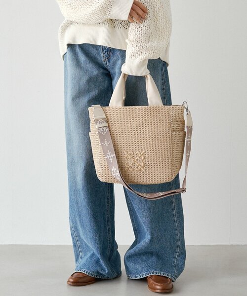 russet（ラシット）の「ナイロンラフィア2WAYトートバッグ（トートバッグ・レディース・アイボリー/ブラック/ダークブラウン・FREE）」の18枚目の写真