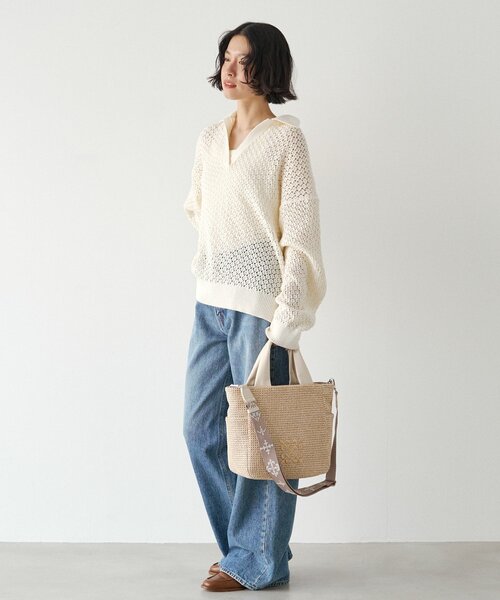 russet（ラシット）の「ナイロンラフィア2WAYトートバッグ（トートバッグ・レディース・アイボリー/ブラック/ダークブラウン・FREE）」の19枚目の写真