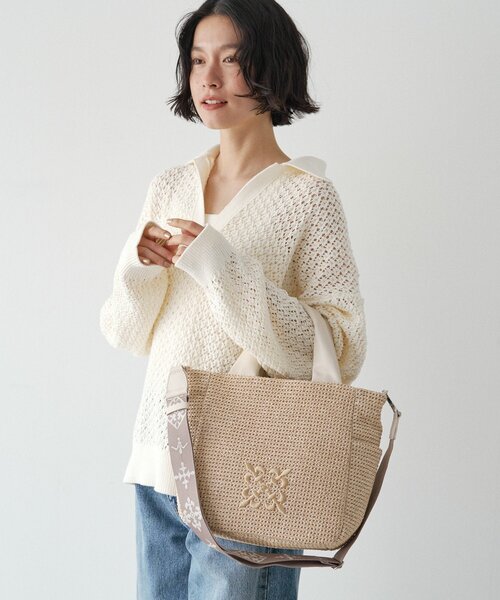 russet（ラシット）の「ナイロンラフィア2WAYトートバッグ（トートバッグ・レディース・アイボリー/ブラック/ダークブラウン・FREE）」の20枚目の写真