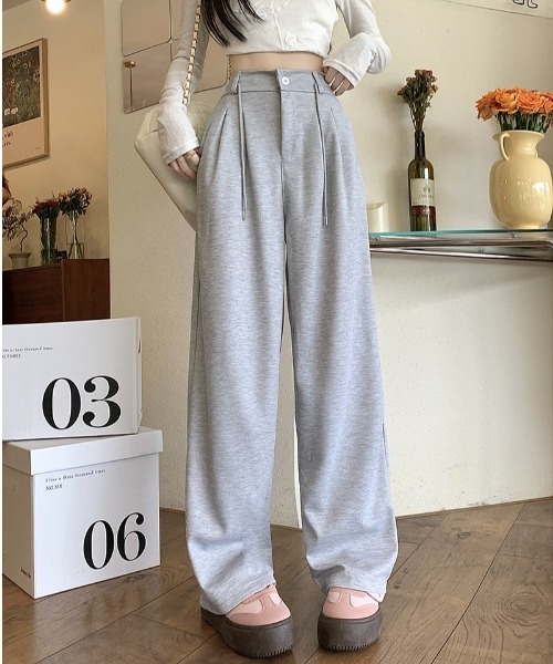 Teem Store（チームストア）の「フロントボタン セミワイドスウェットパンツ（スウェットパンツ・レディース・グレー/アッシュグレー/ブラック・L/M）」の2枚目の写真