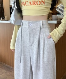 フロントボタン セミワイドスウェットパンツ