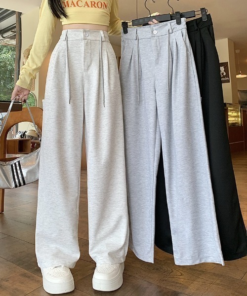 Teem Store（チームストア）の「フロントボタン セミワイドスウェットパンツ（スウェットパンツ・レディース・グレー/アッシュグレー/ブラック・L/M）」の5枚目の写真