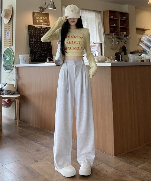 Teem Store（チームストア）の「フロントボタン セミワイドスウェットパンツ（スウェットパンツ・レディース・グレー/アッシュグレー/ブラック・L/M）」の7枚目の写真