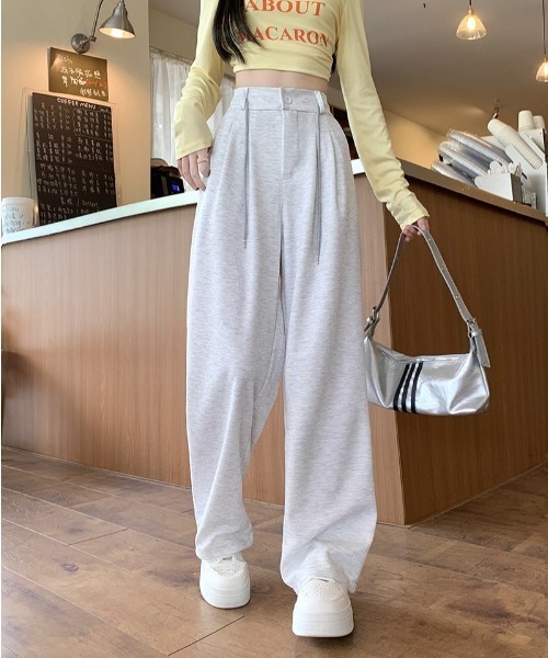 Teem Store（チームストア）の「フロントボタン セミワイドスウェットパンツ（スウェットパンツ・レディース・グレー/アッシュグレー/ブラック・L/M）」の6枚目の写真