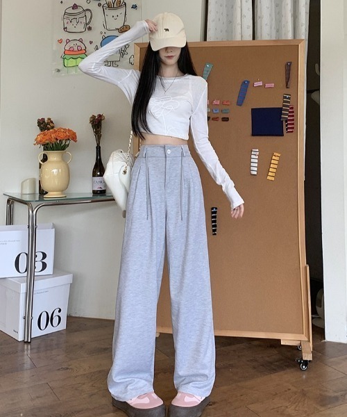 Teem Store（チームストア）の「フロントボタン セミワイドスウェットパンツ（スウェットパンツ・レディース・グレー/アッシュグレー/ブラック・L/M）」の13枚目の写真