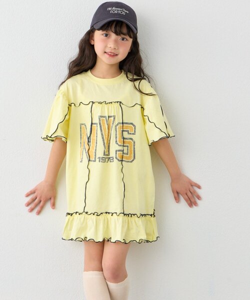 CIAOPANIC TYPY（チャオパニックティピー）の「【KIDS】メロウ切替チュニックワンピ（ワンピース・キッズ・グレー/チャコールグレー/イエロー・110/130/150）」の3枚目の写真