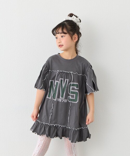 CIAOPANIC TYPY（チャオパニックティピー）の「【KIDS】メロウ切替チュニックワンピ（ワンピース・キッズ・グレー/チャコールグレー/イエロー・110/130/150）」の5枚目の写真