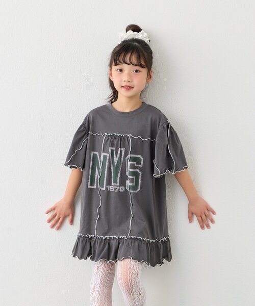CIAOPANIC TYPY（チャオパニックティピー）の「【KIDS】メロウ切替チュニックワンピ（ワンピース・キッズ・グレー/チャコールグレー/イエロー・110/130/150）」の9枚目の写真