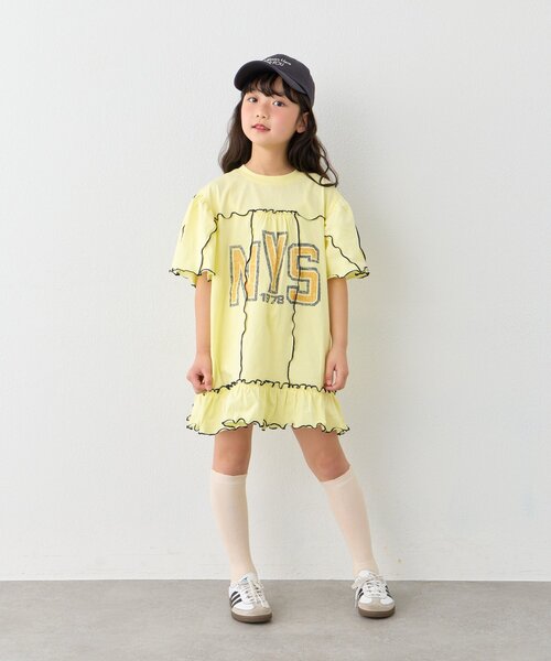 CIAOPANIC TYPY（チャオパニックティピー）の「【KIDS】メロウ切替チュニックワンピ（ワンピース・キッズ・グレー/チャコールグレー/イエロー・110/130/150）」の15枚目の写真