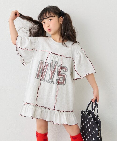 CIAOPANIC TYPY（チャオパニックティピー）の「【KIDS】メロウ切替チュニックワンピ（ワンピース・キッズ・グレー/チャコールグレー/イエロー・110/130/150）」の18枚目の写真