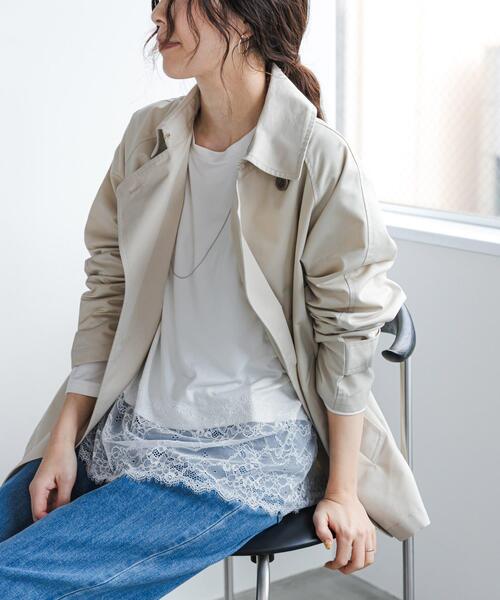 URBAN RESEARCH DOORS(アーバンリサーチドアーズ)の「レースドッキングカットソー(Tシャツ/カットソー・レディース・オフホワイト/ブラック・FREE)」の4枚目の写真
