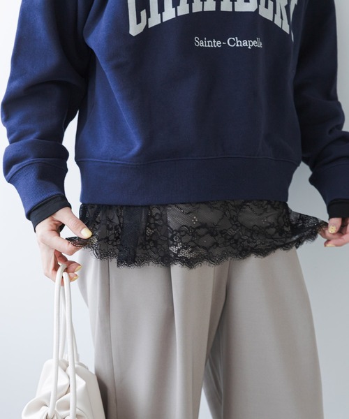 URBAN RESEARCH DOORS（アーバンリサーチドアーズ）の「レースドッキングカットソー（Tシャツ/カットソー・レディース・オフホワイト/ブラック・FREE）」の2枚目の写真