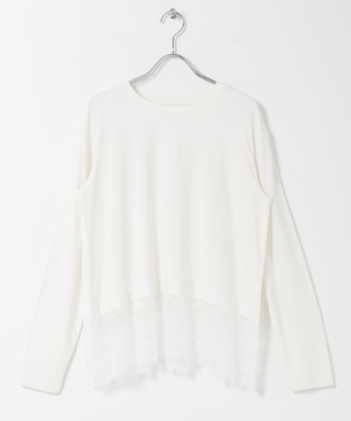 URBAN RESEARCH DOORS（アーバンリサーチドアーズ）の「レースドッキングカットソー（Tシャツ/カットソー・レディース・オフホワイト/ブラック・FREE）」の10枚目の写真