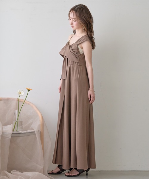 mideal(マイディール)の「ribbon design one shoulder onepiece / リボンデザインワンショルダーワンピース(ワンピース・レディース・ブラウン/ブラック・FREE)」の6枚目の写真