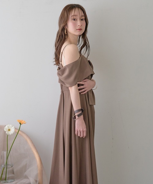 mideal(マイディール)の「ribbon design one shoulder onepiece / リボンデザインワンショルダーワンピース(ワンピース・レディース・ブラウン/ブラック・FREE)」の9枚目の写真