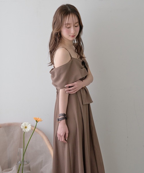 mideal(マイディール)の「ribbon design one shoulder onepiece / リボンデザインワンショルダーワンピース(ワンピース・レディース・ブラウン/ブラック・FREE)」の10枚目の写真