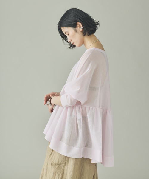 Curensology（カレンソロジー）の「Curensology(カレンソロジー)/シアーギャザーニットプルオーバー（ニット/セーター・レディース・ホワイト/ブラック/ライトピンク・FREE）」の20枚目の写真