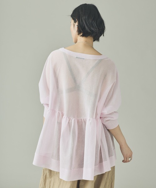 Curensology（カレンソロジー）の「Curensology(カレンソロジー)/シアーギャザーニットプルオーバー（ニット/セーター・レディース・ホワイト/ブラック/ライトピンク・FREE）」の21枚目の写真