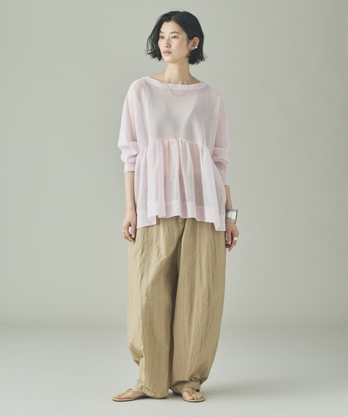 Curensology（カレンソロジー）の「Curensology(カレンソロジー)/シアーギャザーニットプルオーバー（ニット/セーター・レディース・ホワイト/ブラック/ライトピンク・FREE）」の13枚目の写真