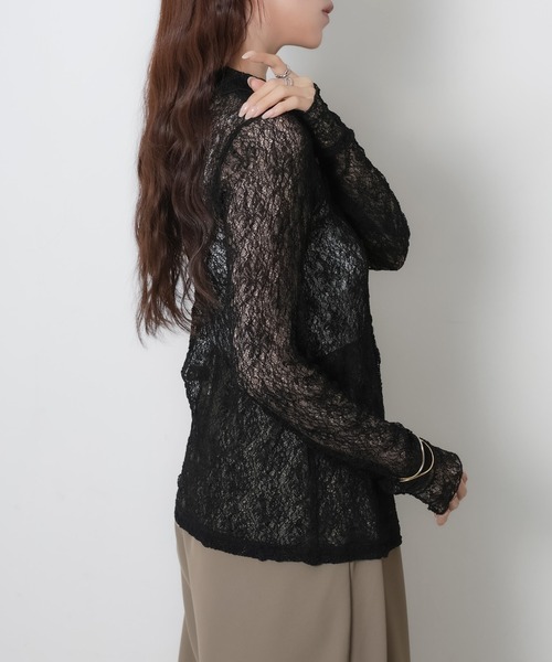 Riberry(リベリー)の「シアーレースシャツトップス(シャツ/ブラウス・レディース・オフホワイト/ブラック・MEDIUM)」の17枚目の写真