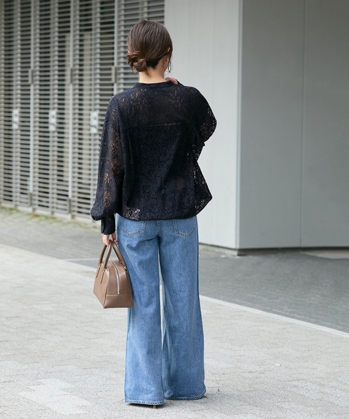 JOURNAL STANDARD(ジャーナルスタンダード)の「《WEB限定追加2》スタンドカラーレースロングスリーブブラウス(シャツ/ブラウス・レディース・ホワイト/ネイビー・FREE)」の13枚目の写真