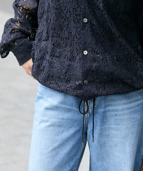 JOURNAL STANDARD(ジャーナルスタンダード)の「《WEB限定追加2》スタンドカラーレースロングスリーブブラウス(シャツ/ブラウス・レディース・ホワイト/ネイビー・FREE)」の19枚目の写真