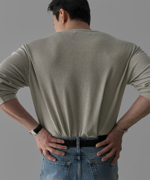 BOWLOW PRODUCT（バウロープロダクト）の「パターンマッスルヘンリネックニットティー[ブラック]（Tシャツ/カットソー・メンズ・その他・MEDIUM/LARGE/X-LARGE）」の6枚目の写真