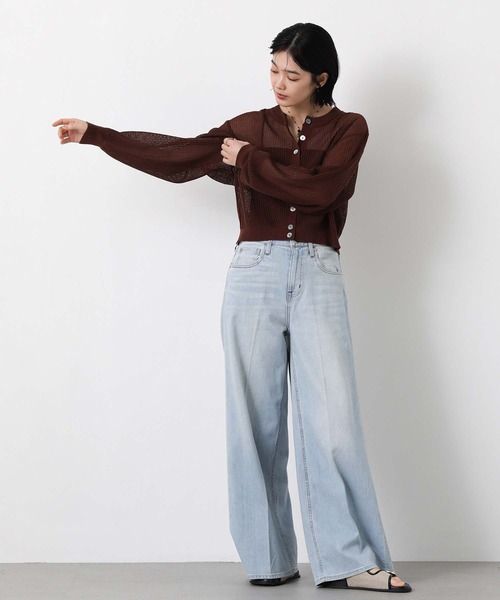 Gready Brilliant（グレディブリリアン）の「メッシュクルーパフカーディガン（カーディガン/ボレロ・レディース・ブラウン/オフホワイト・FREE）」の14枚目の写真