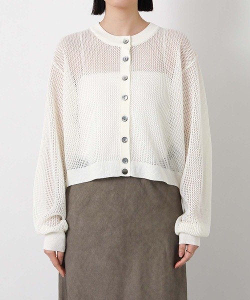 Gready Brilliant（グレディブリリアン）の「メッシュクルーパフカーディガン（カーディガン/ボレロ・レディース・ブラウン/オフホワイト・FREE）」の19枚目の写真