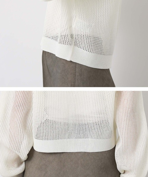 Gready Brilliant（グレディブリリアン）の「メッシュクルーパフカーディガン（カーディガン/ボレロ・レディース・ブラウン/オフホワイト・FREE）」の22枚目の写真