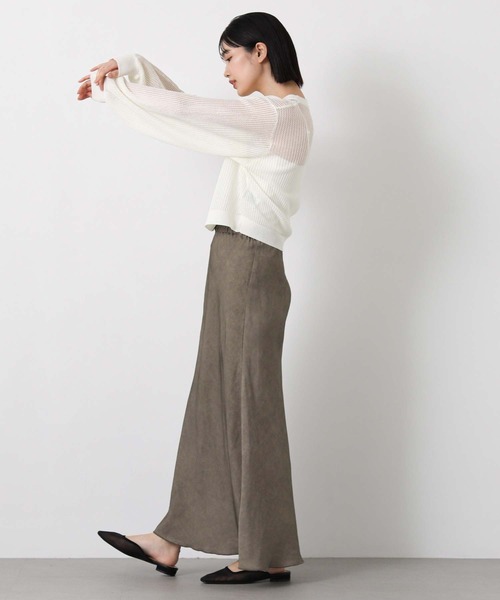 Gready Brilliant（グレディブリリアン）の「メッシュクルーパフカーディガン（カーディガン/ボレロ・レディース・ブラウン/オフホワイト・FREE）」の4枚目の写真