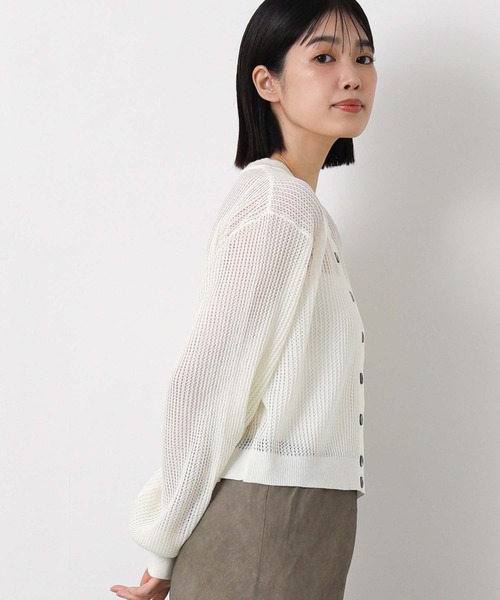 Gready Brilliant（グレディブリリアン）の「メッシュクルーパフカーディガン（カーディガン/ボレロ・レディース・ブラウン/オフホワイト・FREE）」の8枚目の写真