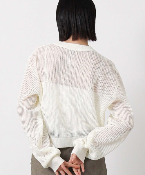 Gready Brilliant（グレディブリリアン）の「メッシュクルーパフカーディガン（カーディガン/ボレロ・レディース・ブラウン/オフホワイト・FREE）」の9枚目の写真