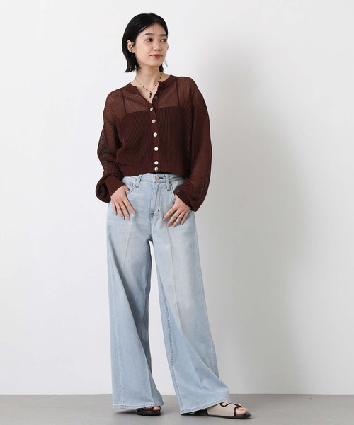 Gready Brilliant（グレディブリリアン）の「メッシュクルーパフカーディガン（カーディガン/ボレロ・レディース・ブラウン/オフホワイト・FREE）」の11枚目の写真